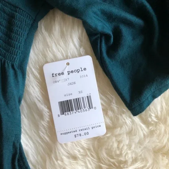 Free People Teal V Neck Batwing Top NWT - Picture 4 of 7